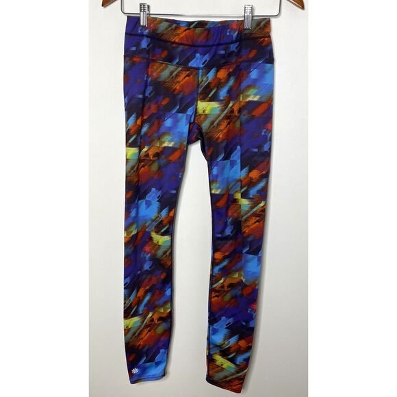 Athleta Colorburst Sonar Funky Mid Rise Ankle Leggings Stretchy Activewear Sz S - Picture 2 of 10